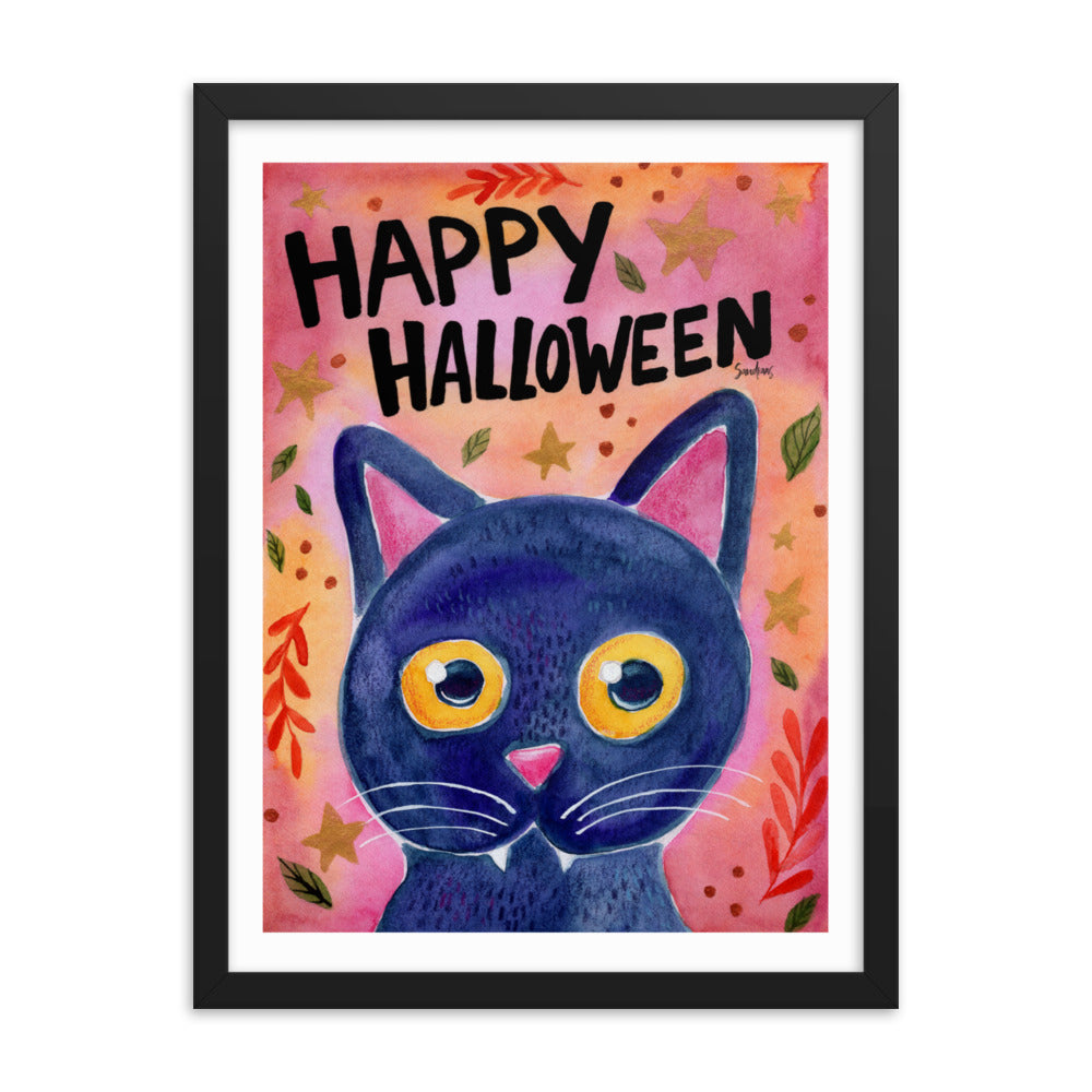 Framed poster - Halloween Black Cat