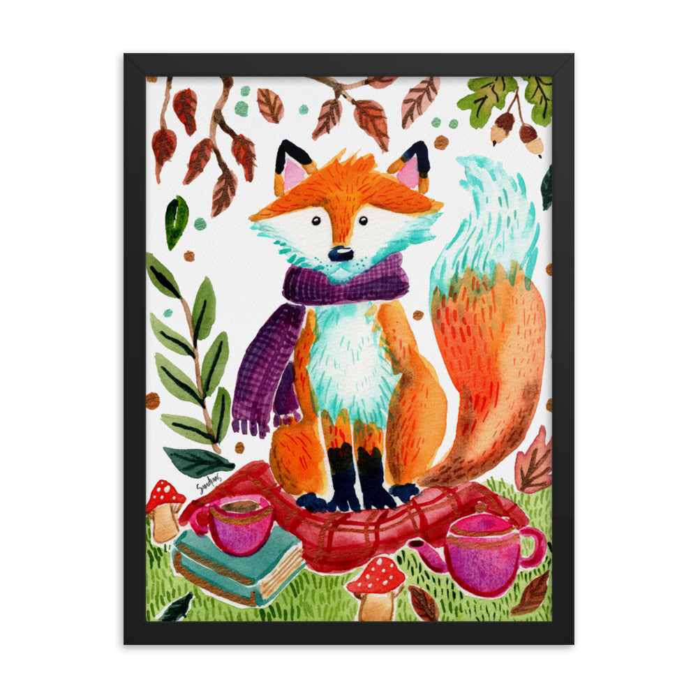 Framed poster - Cozy Fox Autumn Scene