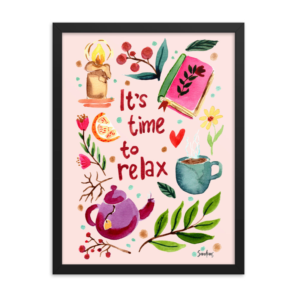 Framed poster - It's time to relax - Pink - Cozy Autumn