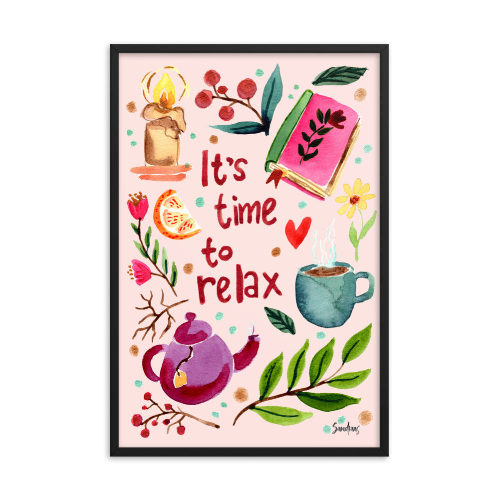 Framed poster - It's time to relax - Pink - Cozy Autumn