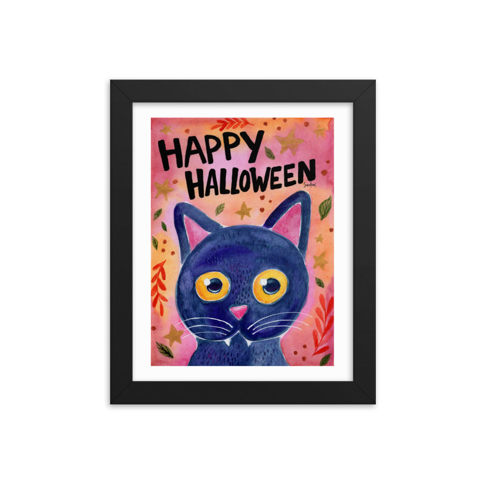 Framed poster - Halloween Black Cat