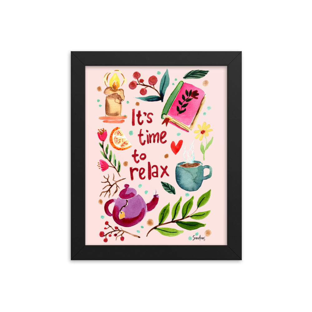 Framed poster - It's time to relax - Pink - Cozy Autumn