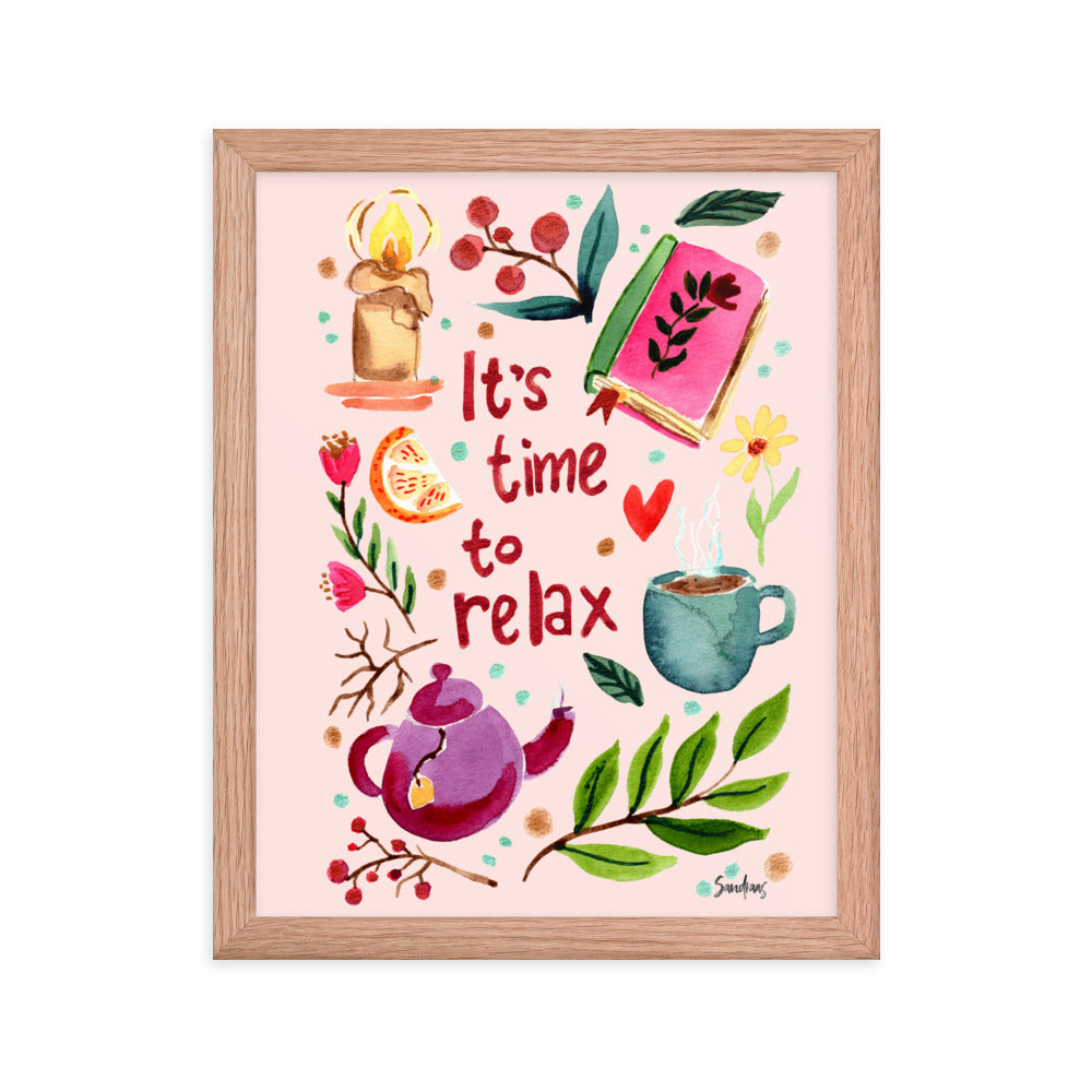 Framed poster - It's time to relax - Pink - Cozy Autumn