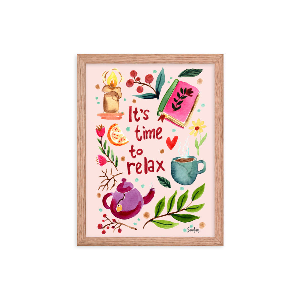 Framed poster - It's time to relax - Pink - Cozy Autumn