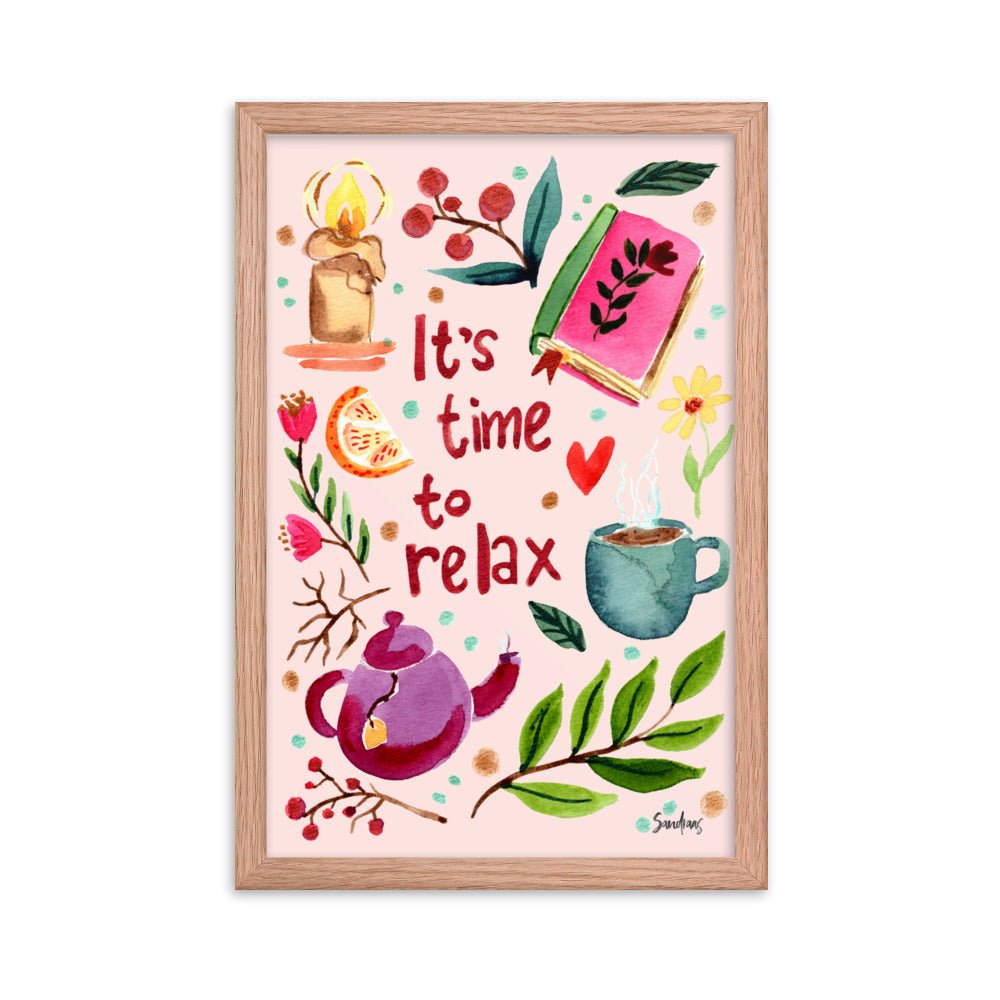 Framed poster - It's time to relax - Pink - Cozy Autumn