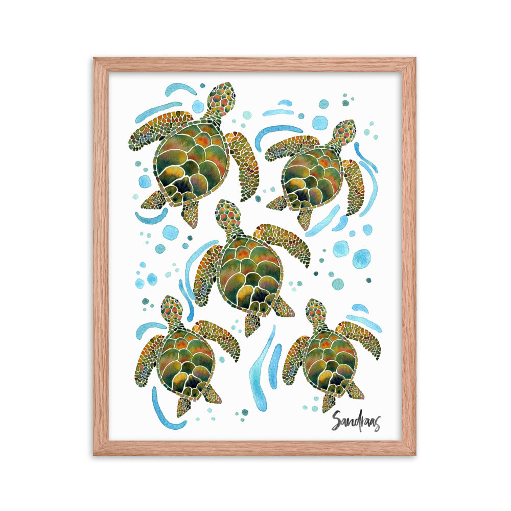 Framed poster - Turtles Watercolor