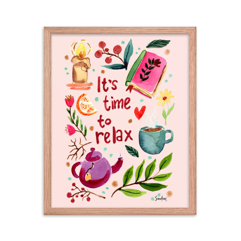 Framed poster - It's time to relax - Pink - Cozy Autumn