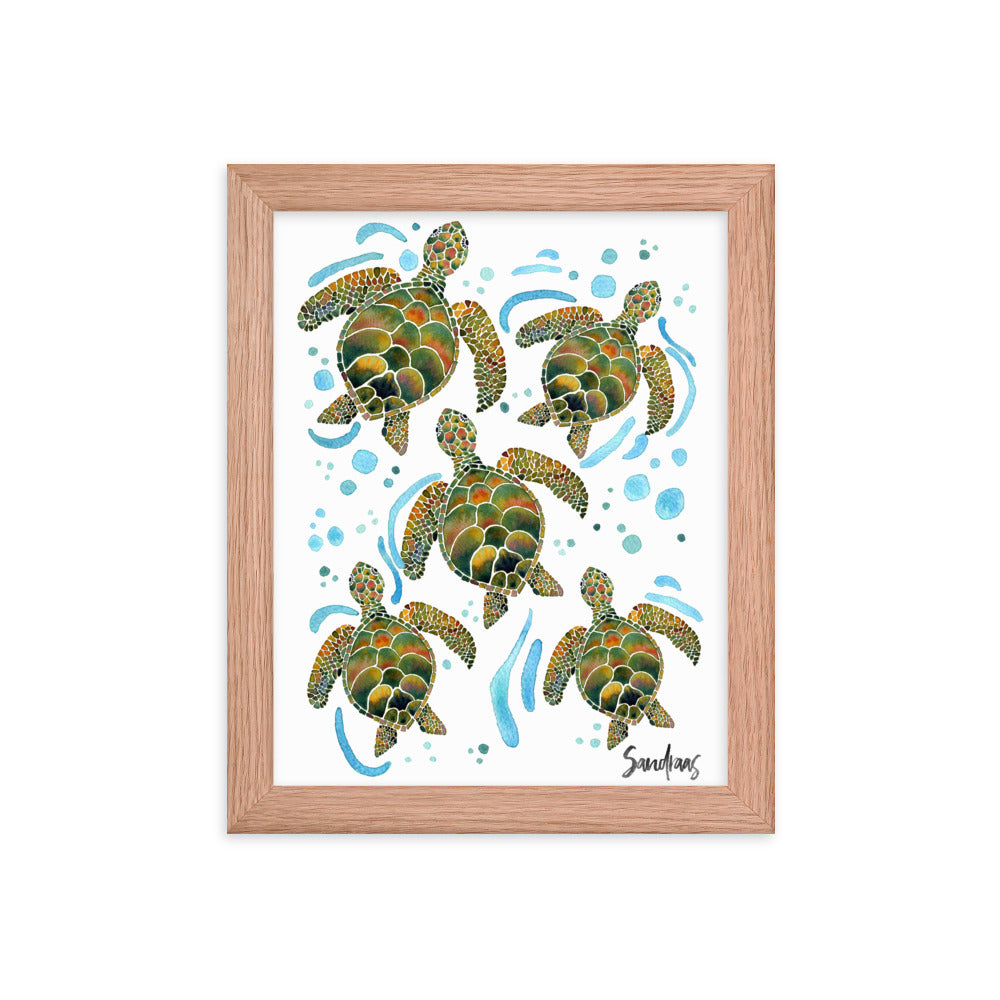 Framed poster - Turtles Watercolor