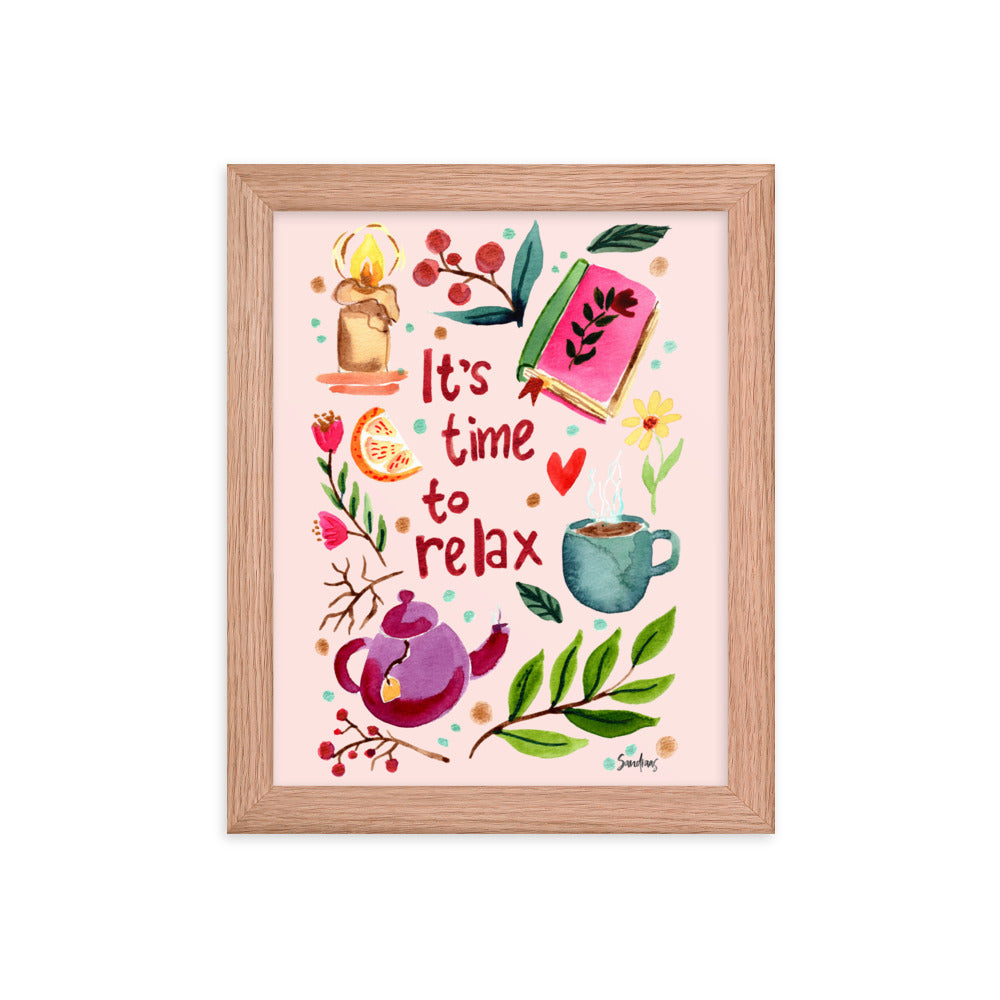 Framed poster - It's time to relax - Pink - Cozy Autumn