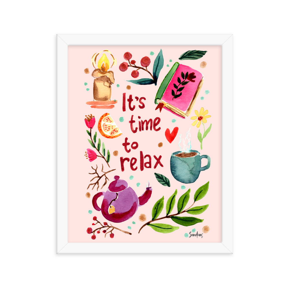 Framed poster - It's time to relax - Pink - Cozy Autumn