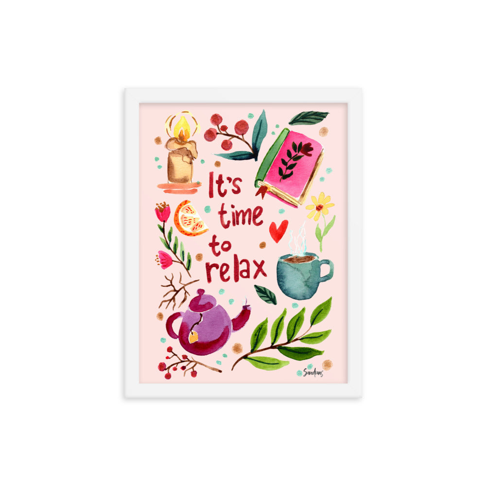 Framed poster - It's time to relax - Pink - Cozy Autumn