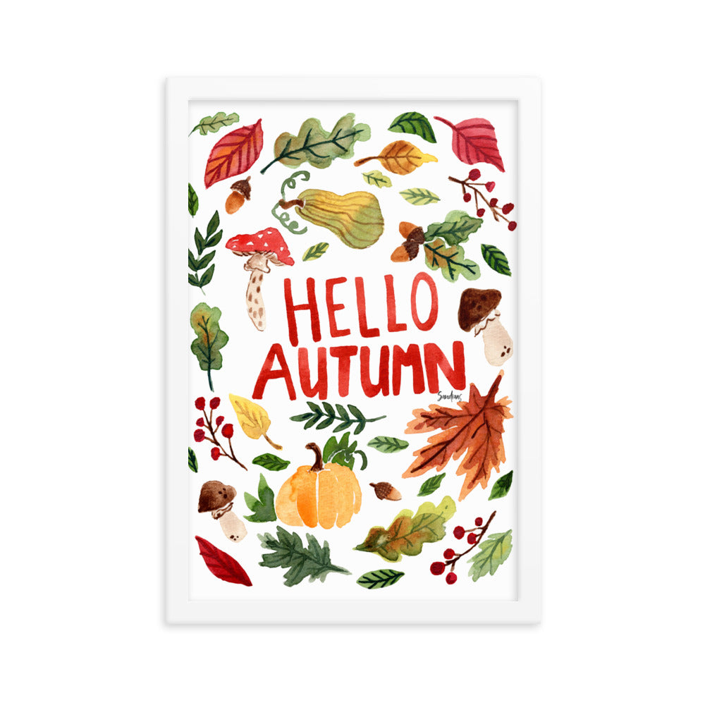 Framed poster - Hello Autumn - White