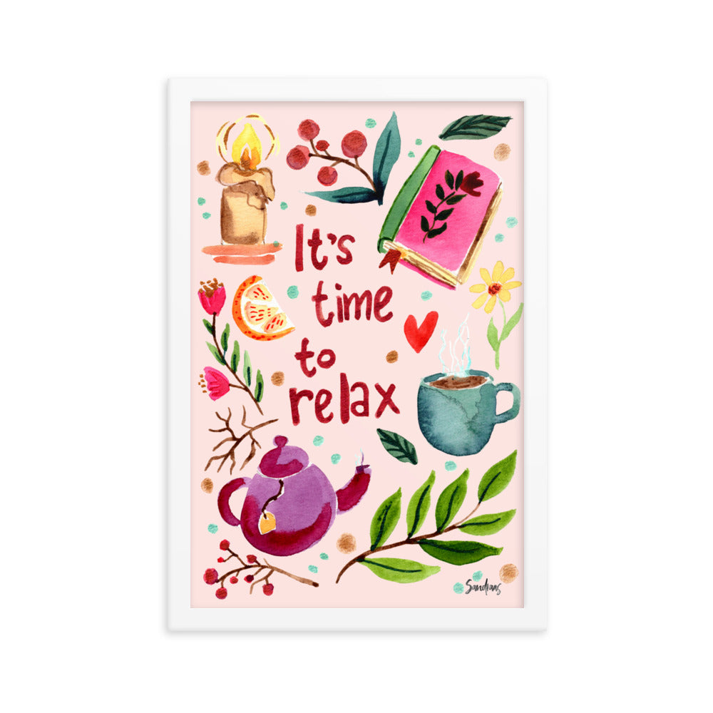 Framed poster - It's time to relax - Pink - Cozy Autumn