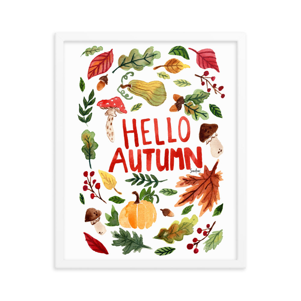 Framed poster - Hello Autumn - White