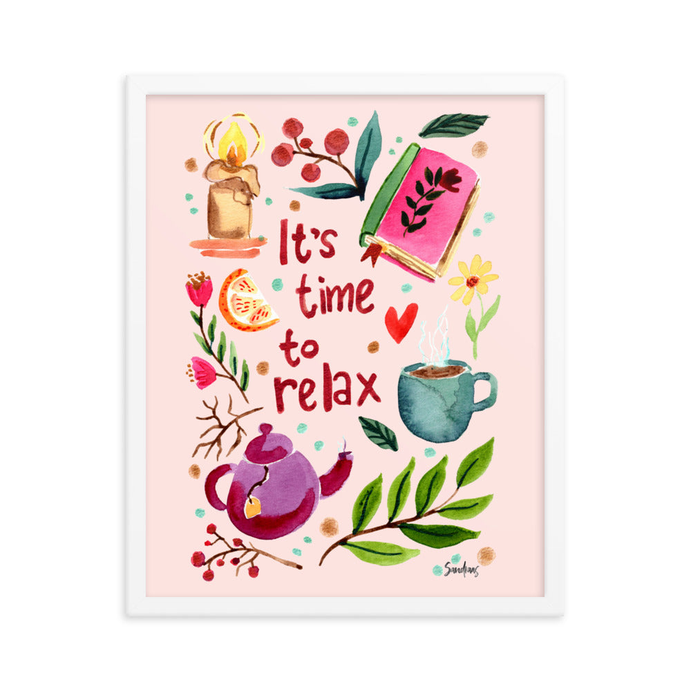 Framed poster - It's time to relax - Pink - Cozy Autumn