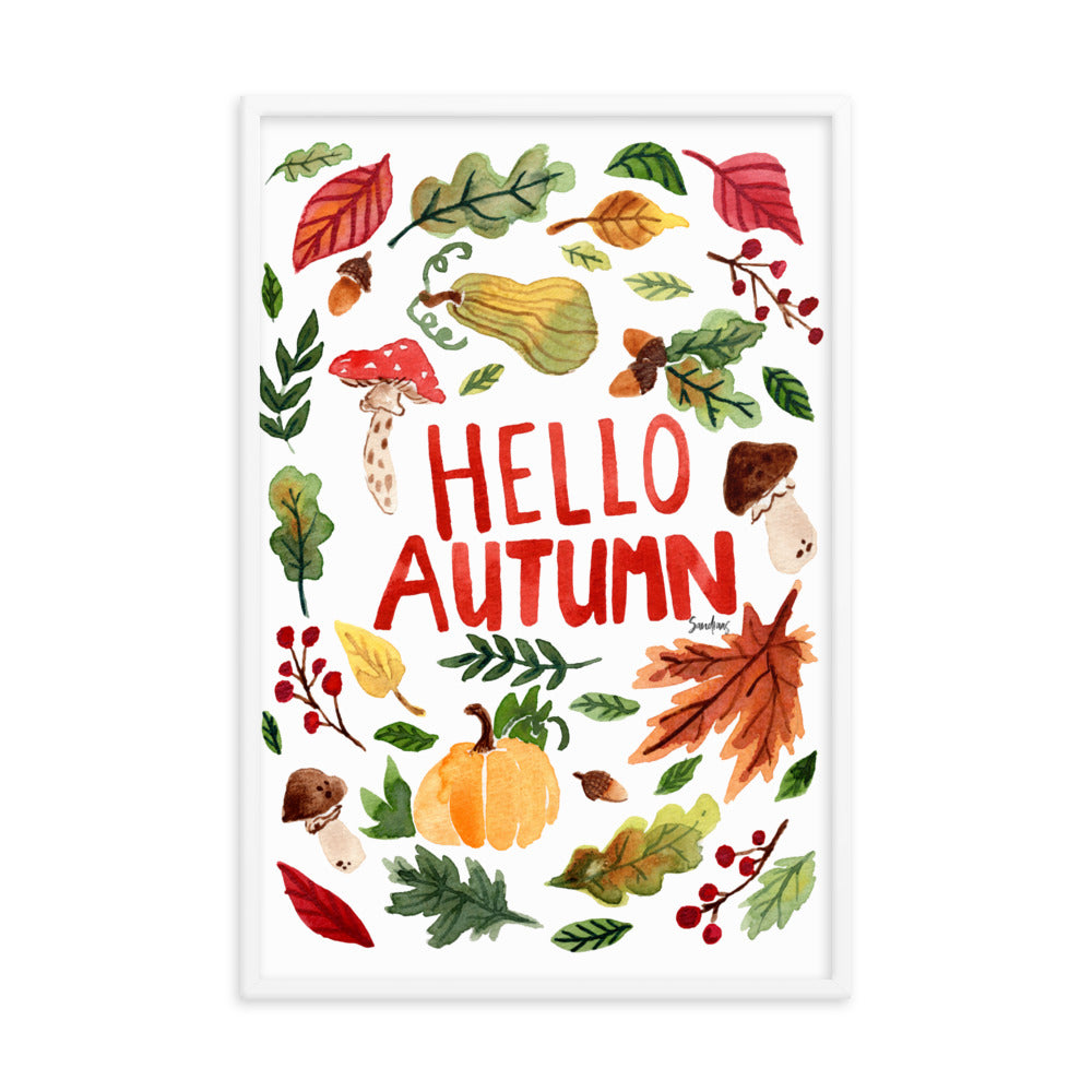 Framed poster - Hello Autumn - White