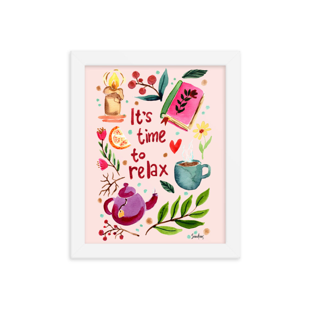 Framed poster - It's time to relax - Pink - Cozy Autumn