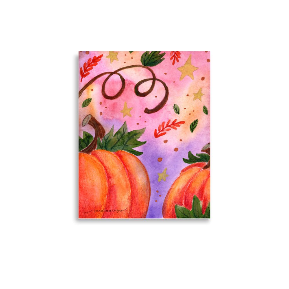 Watercolor Pumpkin Poster 🎃✨ | Autumn Harvest Art Print – Cozy Fall Wall Decor - SANDRAAS