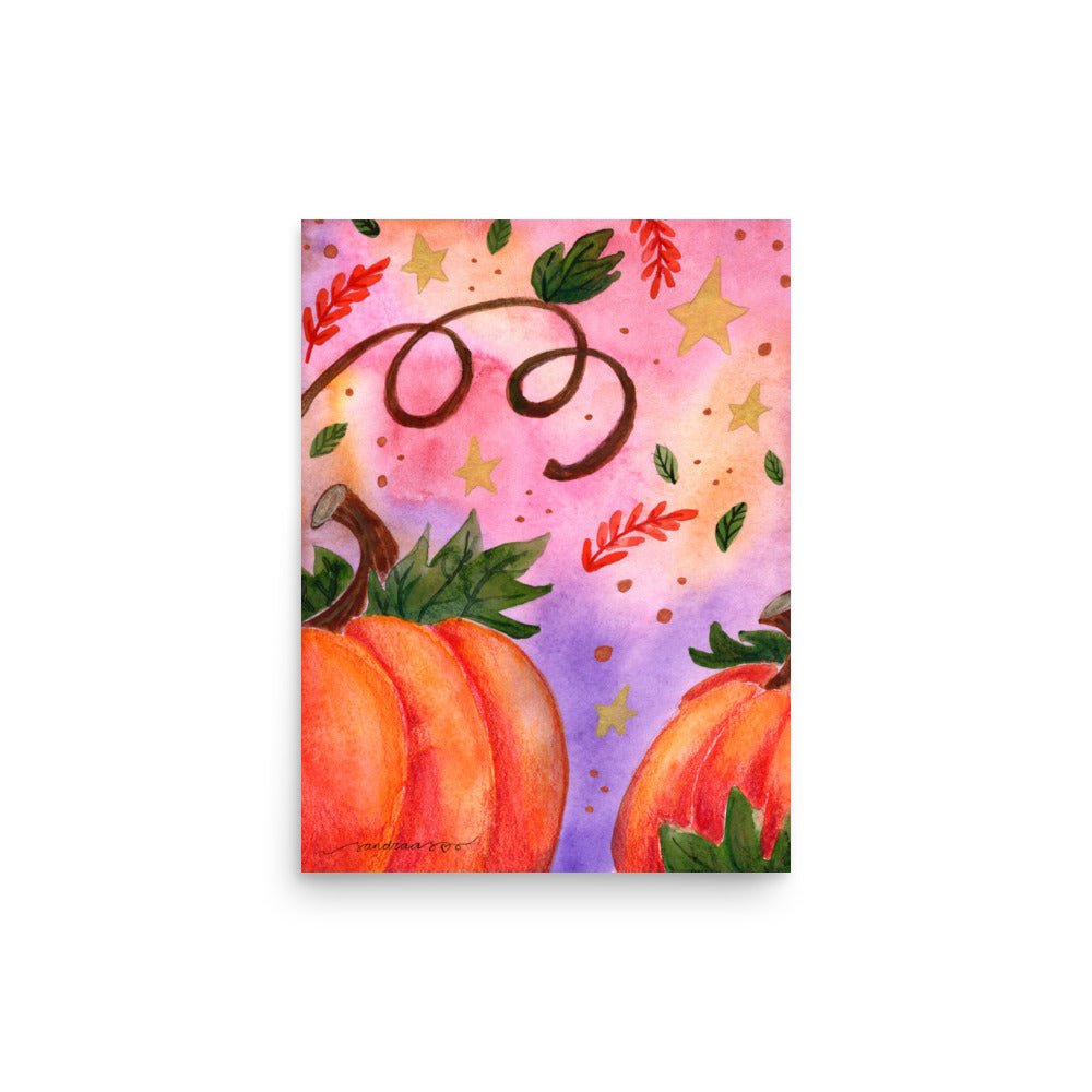 Watercolor Pumpkin Poster 🎃✨ | Autumn Harvest Art Print – Cozy Fall Wall Decor - SANDRAAS