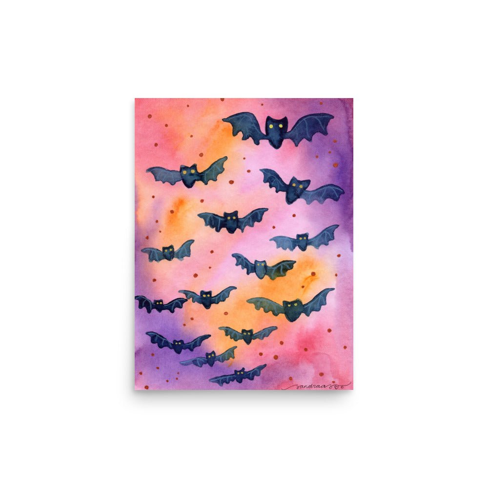 Witches Night Halloween Poster 🧙‍♀️✨ | Watercolor Witch - Themed Illustration + Text – Mystical Spooky Wall Art - SANDRAAS