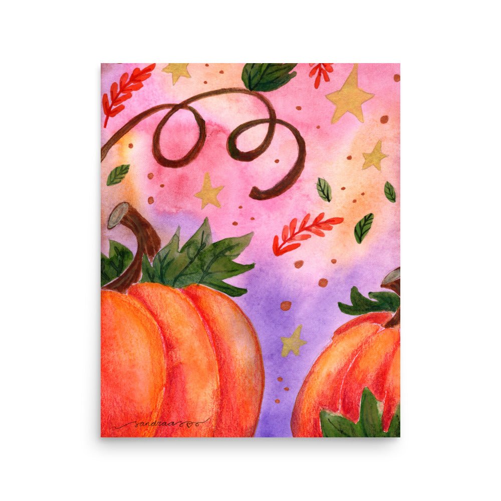 Watercolor Pumpkin Poster 🎃✨ | Autumn Harvest Art Print – Cozy Fall Wall Decor - SANDRAAS