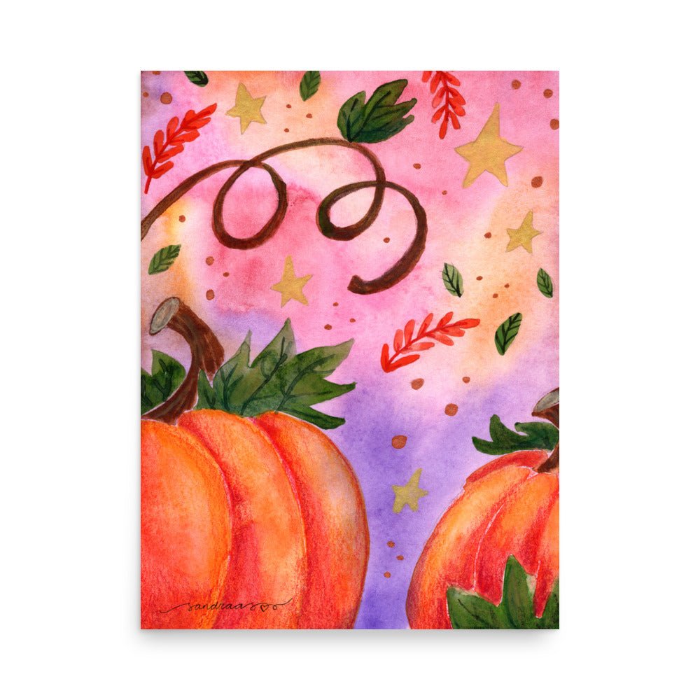 Watercolor Pumpkin Poster 🎃✨ | Autumn Harvest Art Print – Cozy Fall Wall Decor - SANDRAAS