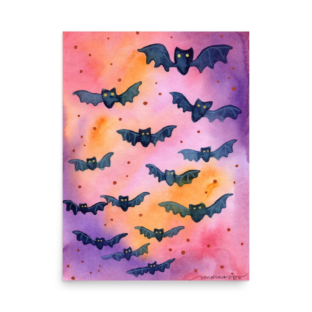 Witches Night Halloween Poster 🧙‍♀️✨ | Watercolor Witch - Themed Illustration + Text – Mystical Spooky Wall Art - SANDRAAS