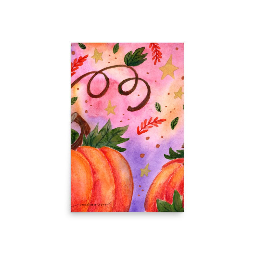 Watercolor Pumpkin Poster 🎃✨ | Autumn Harvest Art Print – Cozy Fall Wall Decor - SANDRAAS