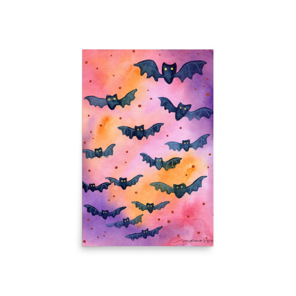Witches Night Halloween Poster 🧙‍♀️✨ | Watercolor Witch - Themed Illustration + Text – Mystical Spooky Wall Art - SANDRAAS