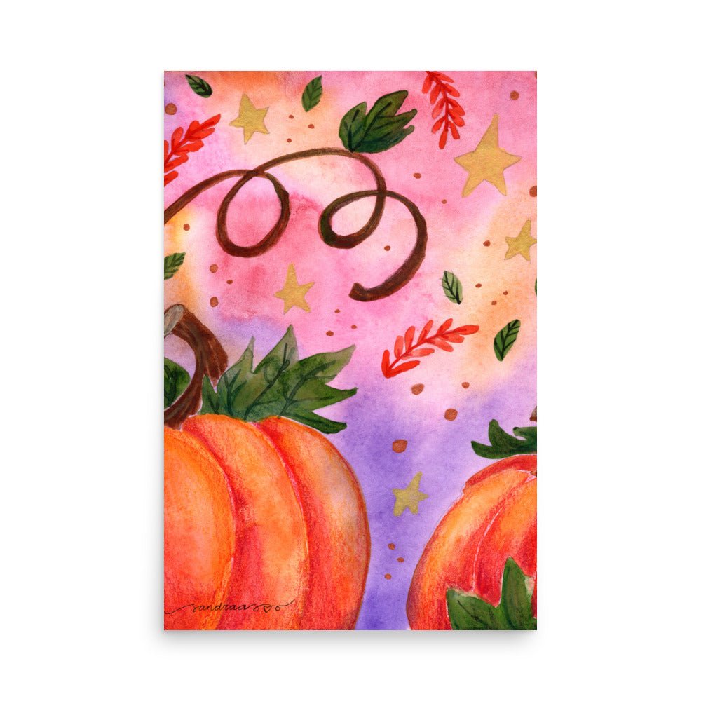 Watercolor Pumpkin Poster 🎃✨ | Autumn Harvest Art Print – Cozy Fall Wall Decor - SANDRAAS