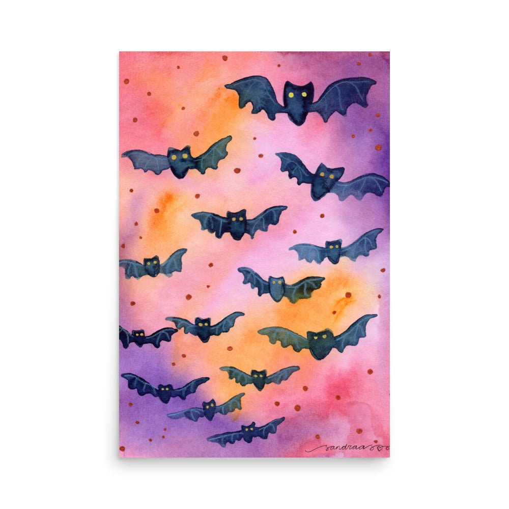 Witches Night Halloween Poster 🧙‍♀️✨ | Watercolor Witch - Themed Illustration + Text – Mystical Spooky Wall Art - SANDRAAS