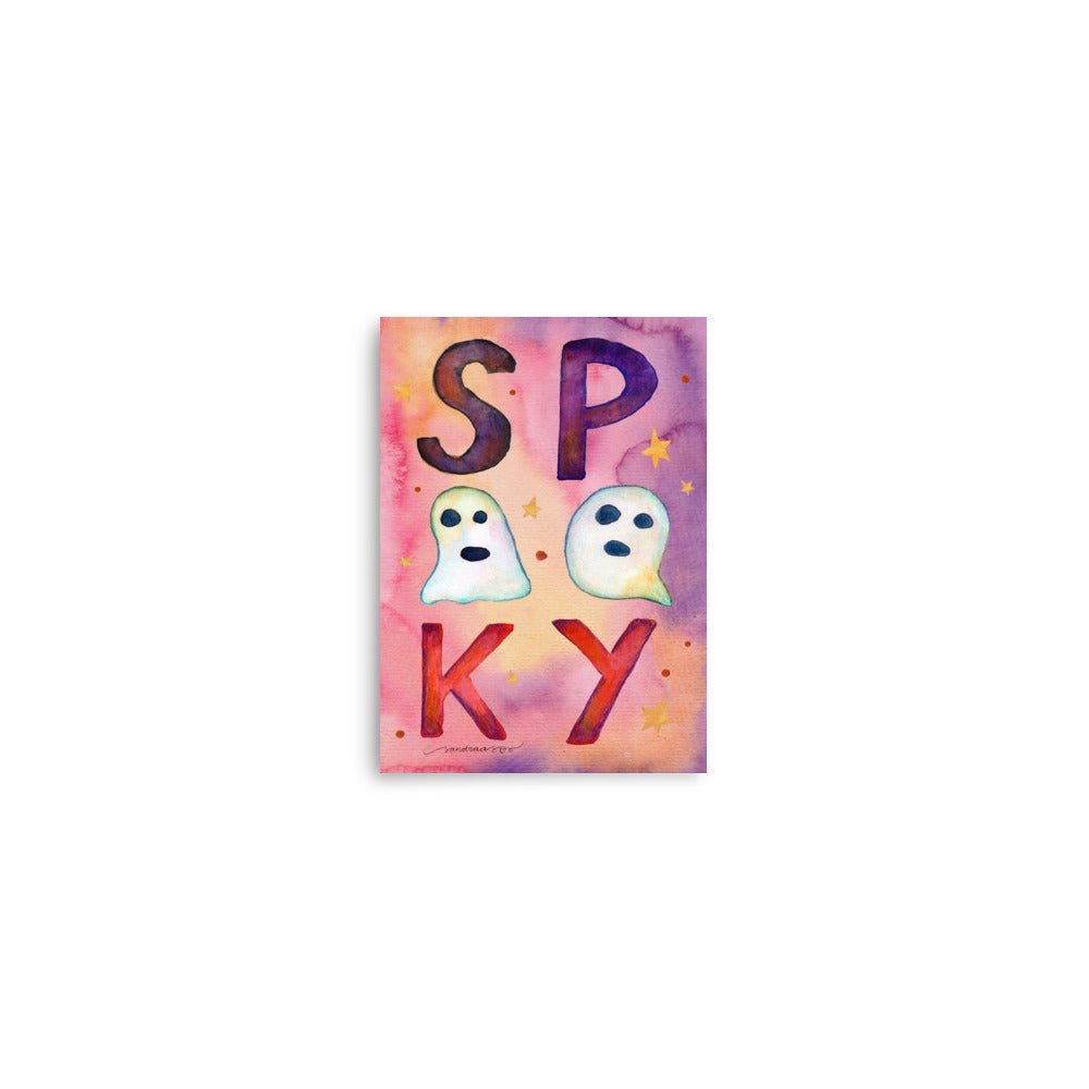 Spooky Ghosts Halloween Poster 👻🎃 | Watercolor Illustration with ‘Boo!’ Text – Cute Spooky Wall Art - SANDRAAS