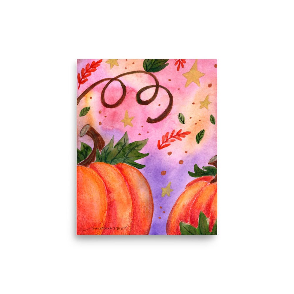 Watercolor Pumpkin Poster 🎃✨ | Autumn Harvest Art Print – Cozy Fall Wall Decor - SANDRAAS