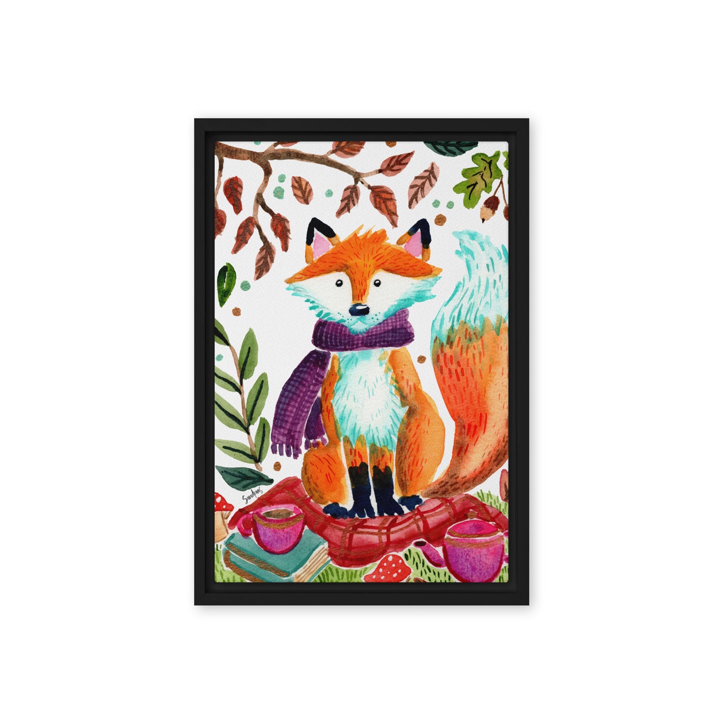 Framed canvas - Cozy Fox Autumn Scene