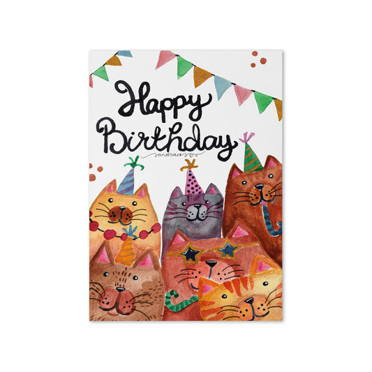 Happy Birthday Card – Whimsical Watercolor Cats - SANDRAAS