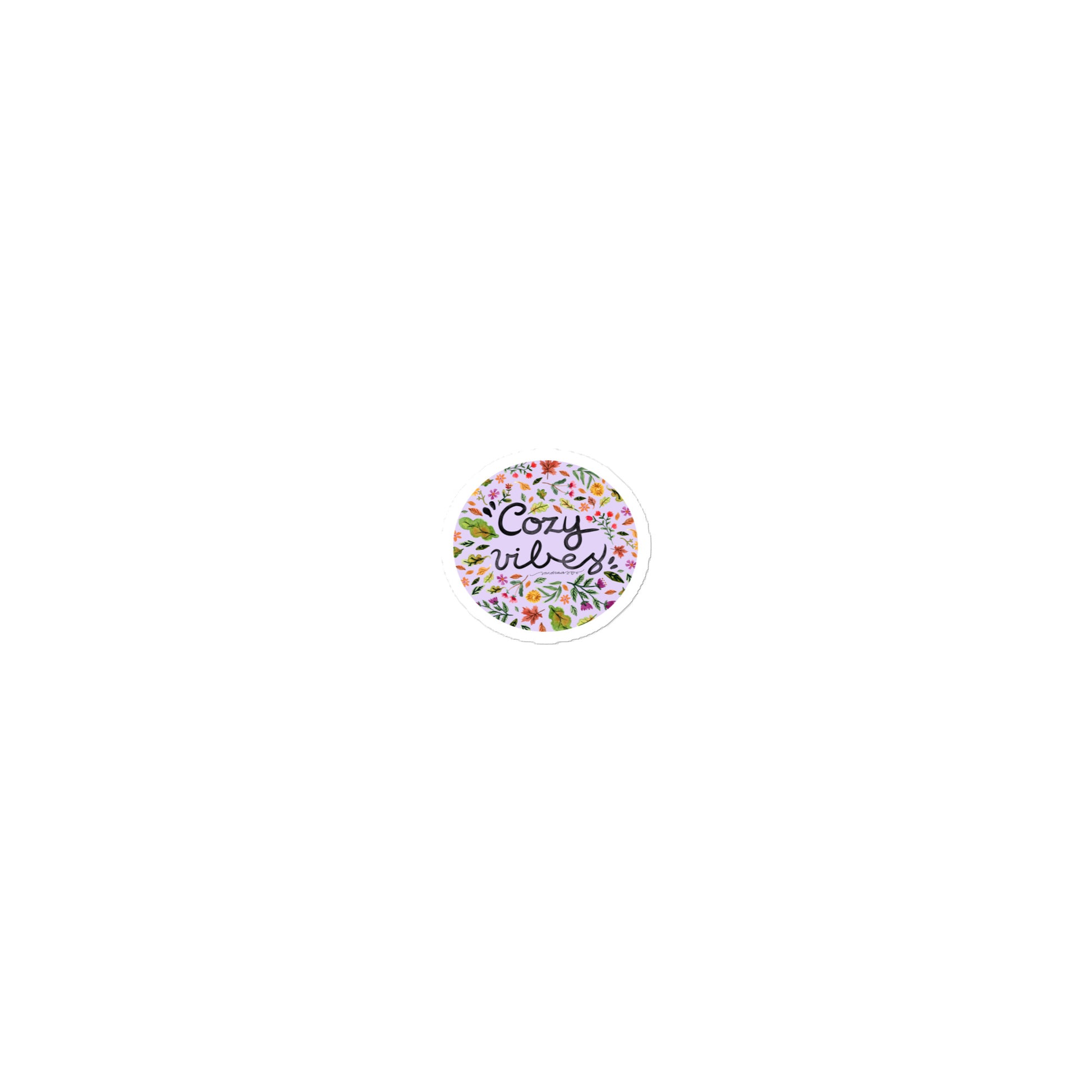 Cozy Vibes Waterproof Sticker 🌸 | Hand - Lettered Quote + Watercolor Floral Design - SANDRAAS