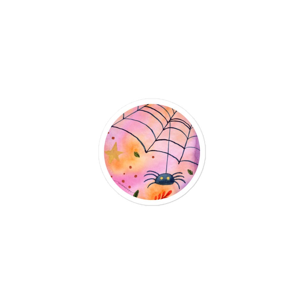 Whimsical Spider Halloween Sticker • Watercolor Hanging Spider on Web Vinyl Decal • Spooky Bubble - Free Sticker - SANDRAAS