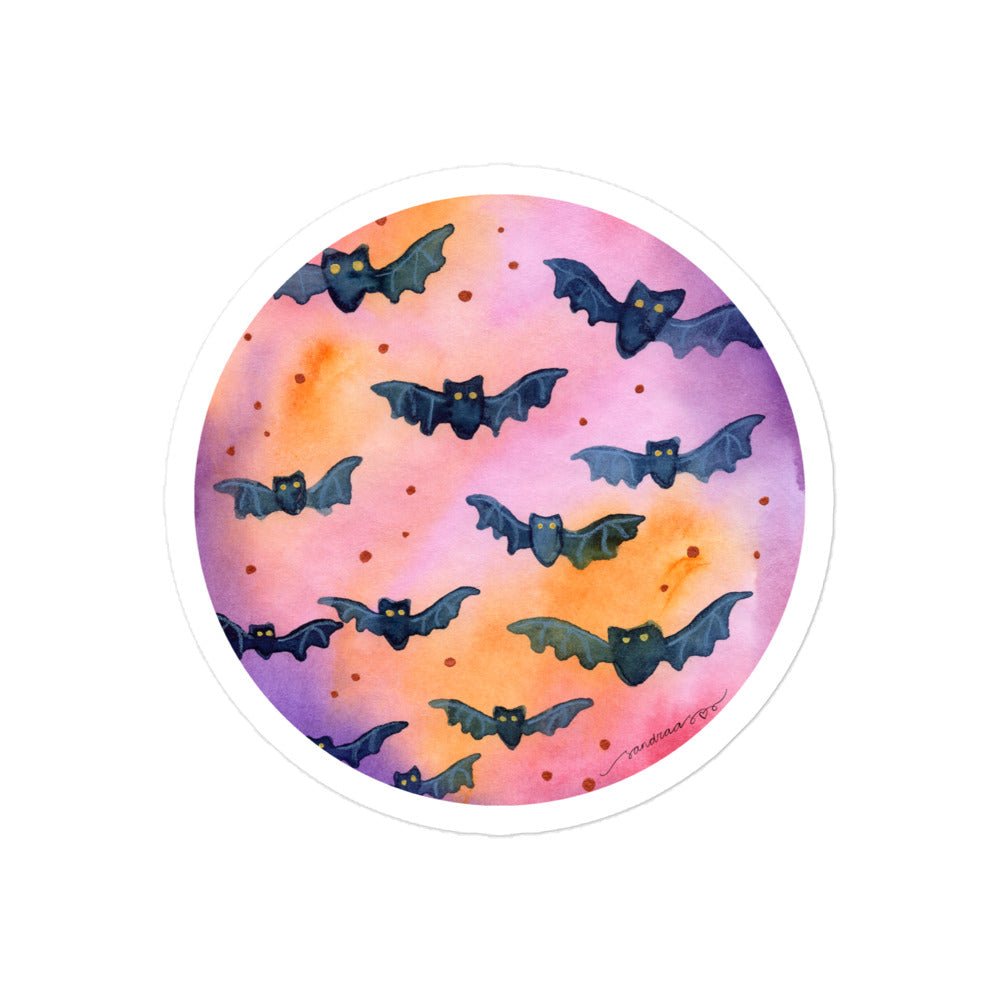 Halloween Bats Sticker • Watercolor Bat Illustration Vinyl Decal • Spooky Bubble - Free Adhesive Sticker - SANDRAAS