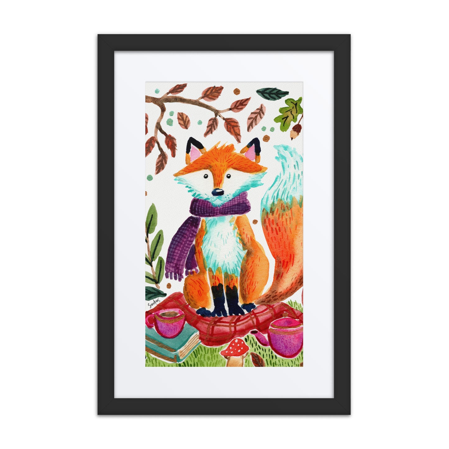 Framed poster - Cozy Fox Autumn Scene