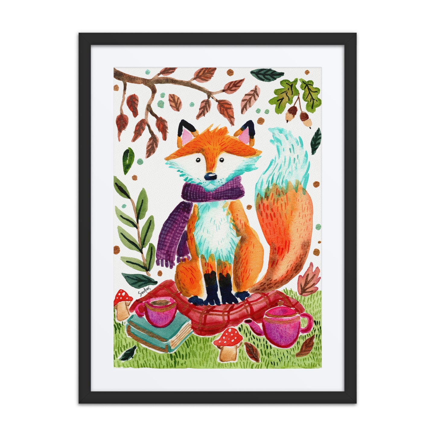 Framed poster - Cozy Fox Autumn Scene