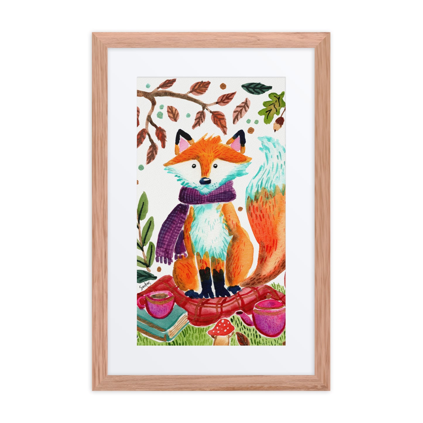 Framed poster - Cozy Fox Autumn Scene