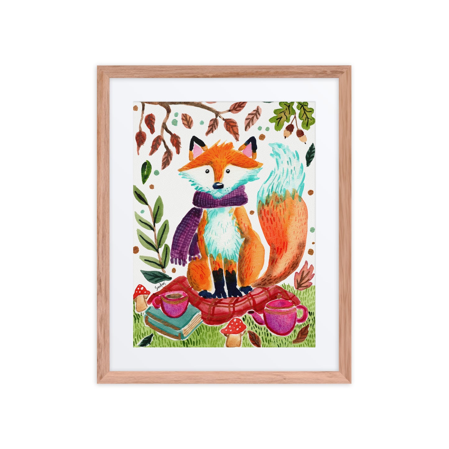 Framed poster - Cozy Fox Autumn Scene