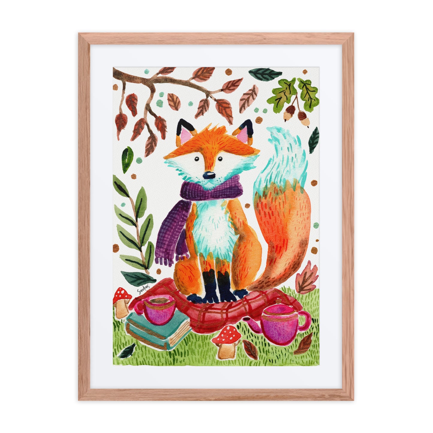 Framed poster - Cozy Fox Autumn Scene