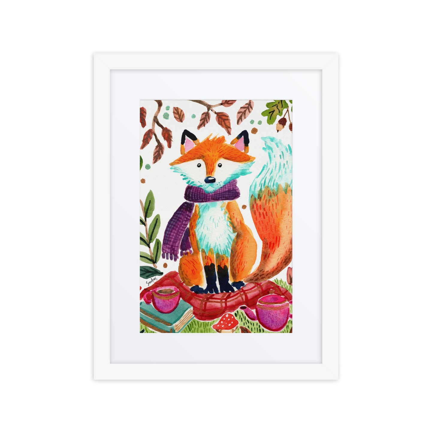 Framed poster - Cozy Fox Autumn Scene