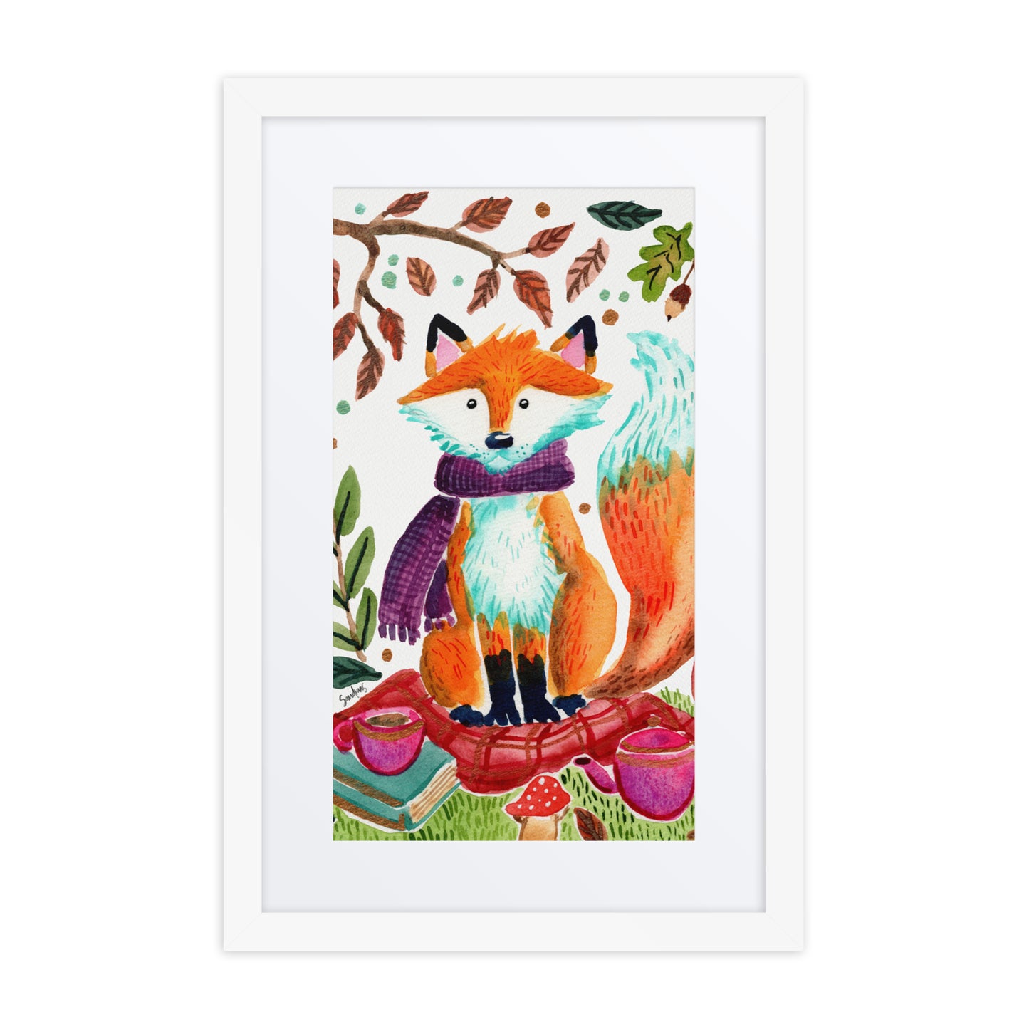 Framed poster - Cozy Fox Autumn Scene