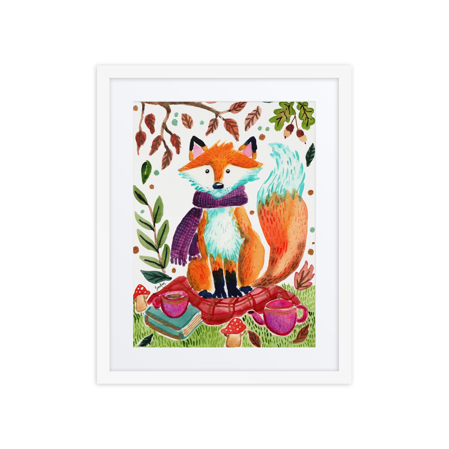 Framed poster - Cozy Fox Autumn Scene