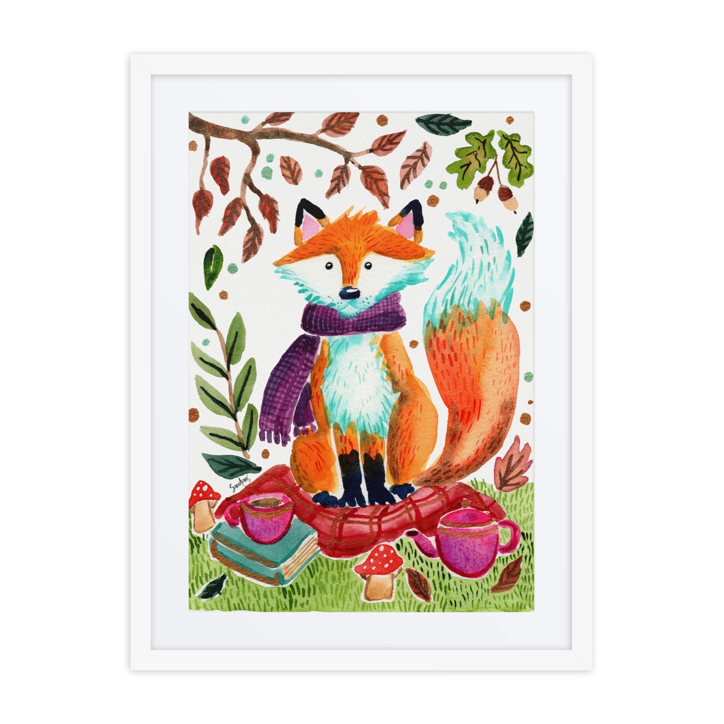 Framed poster - Cozy Fox Autumn Scene