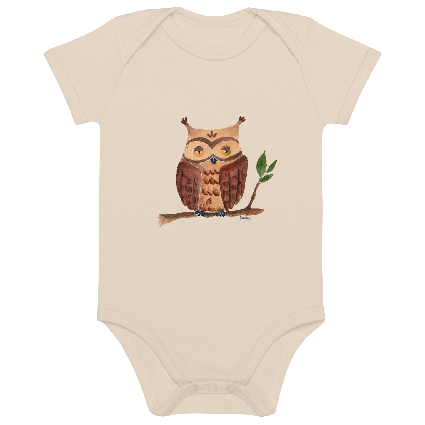 Organic cotton baby bodysuit - Owl