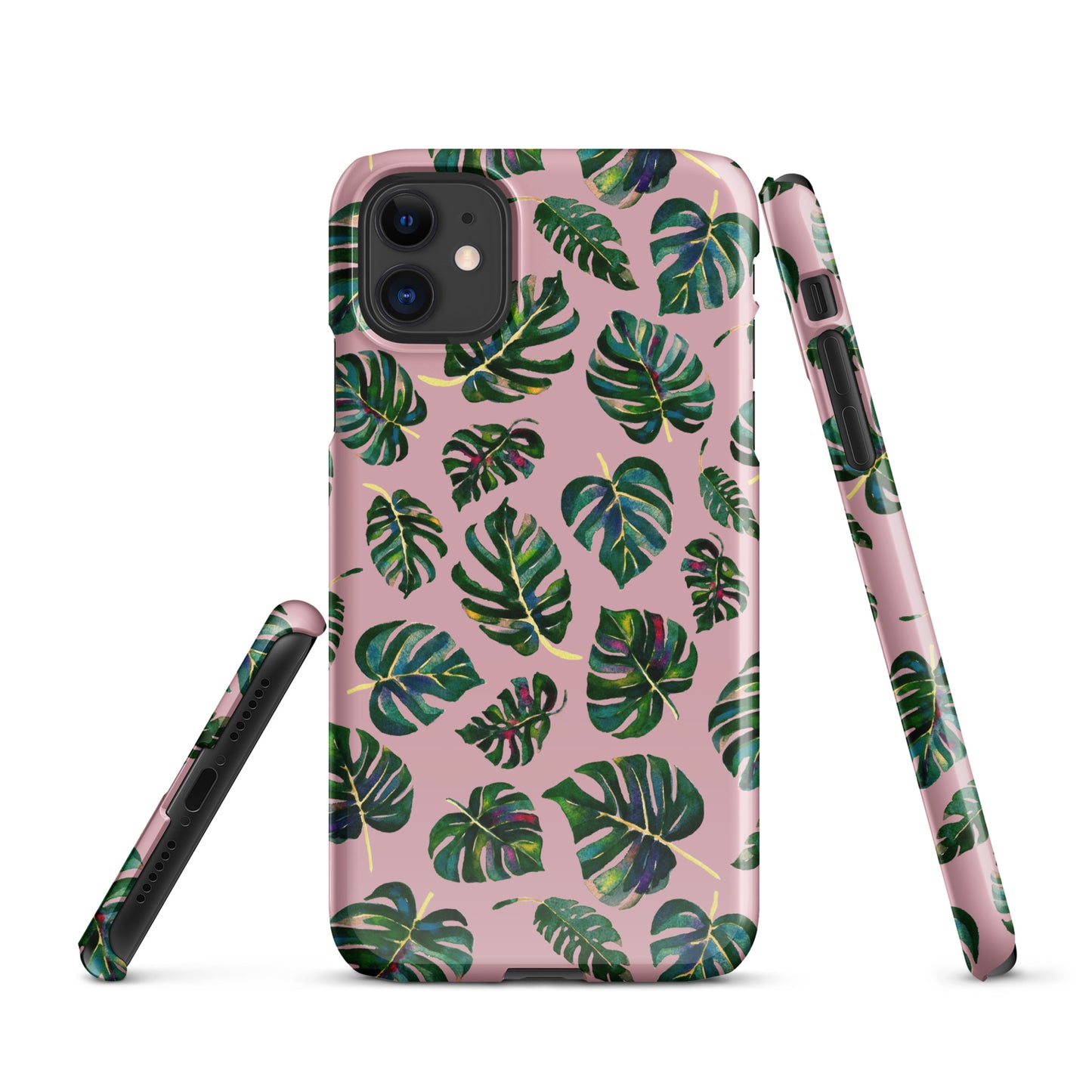 Snap case for iPhone® - Monstera Leaves - Pink