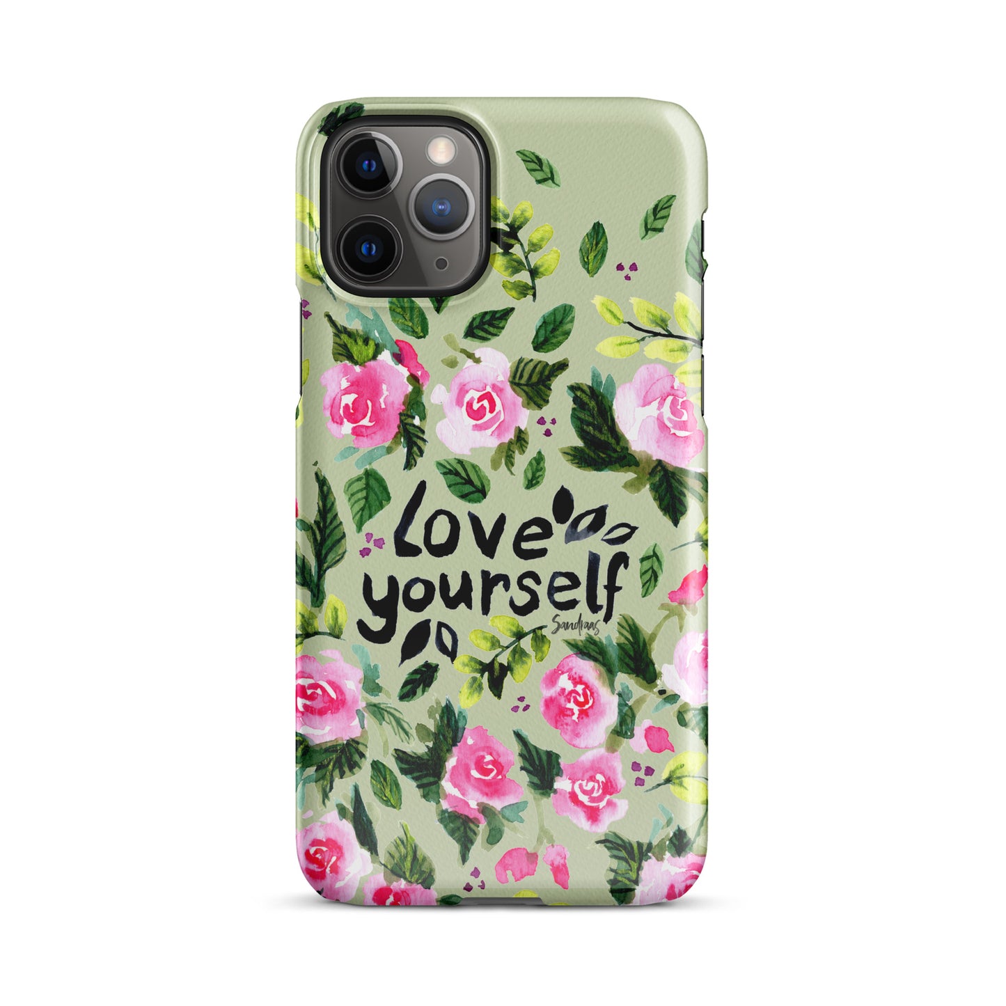 Snap case for iPhone® - Love yourself - Green with florals